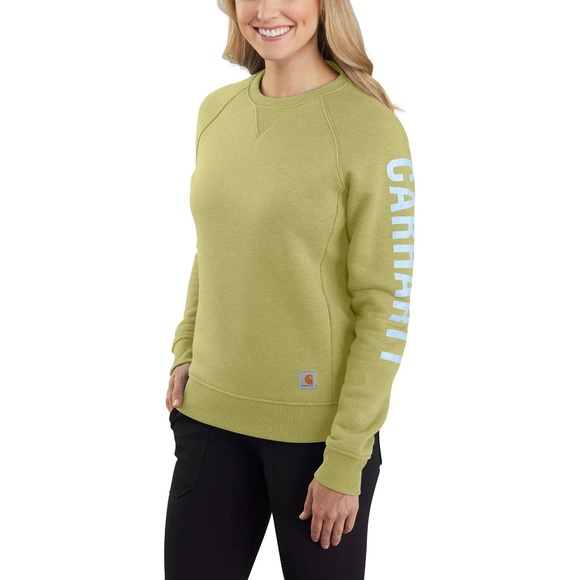 Carhartt Women's Relaxed Fit Midnight Crewneck Logo Sleeve Graphic Sweatshirt - Picture 1 of 6